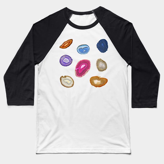 Agate Slices Sticker and Magnet Pack Baseball T-Shirt by dottielamb